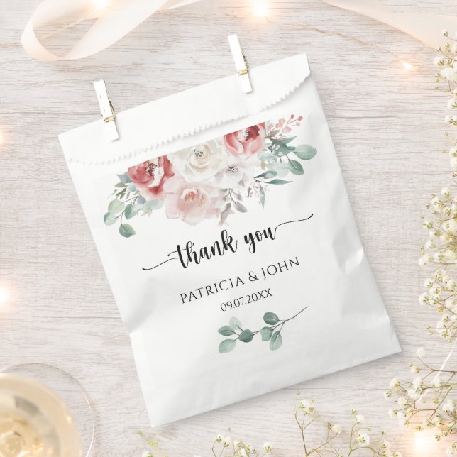Rustic Watercolor Flowers Wedding Thank You Geschenktütchen (Ausgeschnitten)
