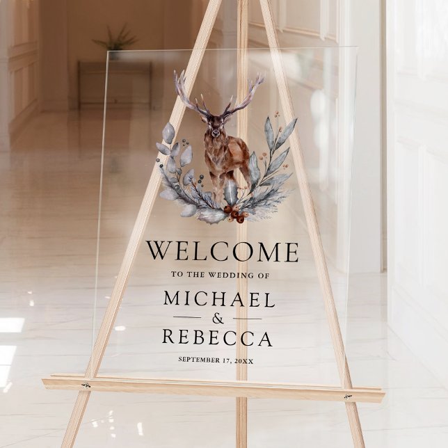 Rustic Watercolor Forest Deer Wedding Welcome (Créateur téléchargé)