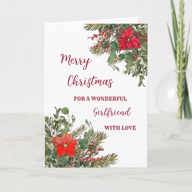 Rustic Watercolor Freundin Frohe Weihnachten Karte (Vorderseite)