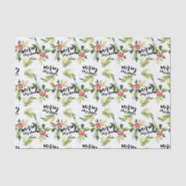 Rustic Watercolor Holly Pattern Frohe Weihnachten Seidenpapier