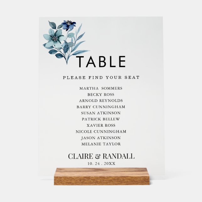 rustic watercolor illustration blue floral bouquet (Recto)