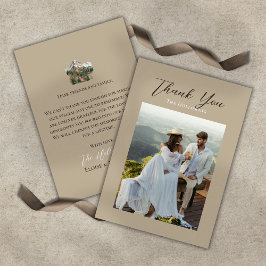 Rustic Watercolor Mountain Wedding Thank You Card Dankeskarte
