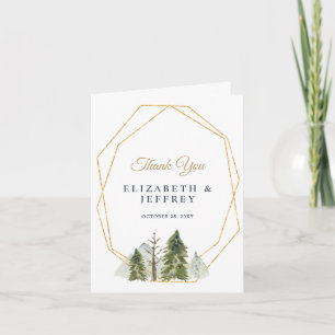 Rustic Watercolor Mountains Pine Carte de remercie