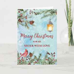 Rustic Watercolor Schwester Frohe Weihnachten Karte