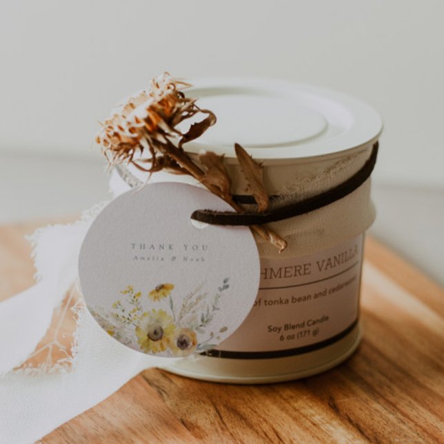 Rustic Watercolor Sonnenblume Hochzeit Vielen Dank Geschenkanhänger (Von Creator hochgeladen)