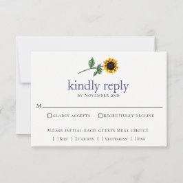 Rustic Watercolor Sonnenblume Wedding RSVP Card