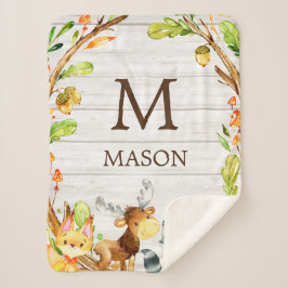 Rustic Watercolor Woodland Animals Personalized Sherpadecke