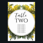 Rustic Wattle Acacia Wedding Guest Names Tischnummer<br><div class="desc">Dieses Design zeigt rustikale gelbe Wattle Acacia Blume in Australien. Die australisch-gelben Wattle Blume umrahmen die Tischnummer. Die Gelbtöne der Blume und die Vegetation schaffen ein rustikales Ambiente im Landschaftsgarten. Rustikales Hochzeitskartendesign mit modernem Tischnummer. Auch die passenden Hochzeitseinladungen und andere Schreibwaren sind verfügbar.</div>