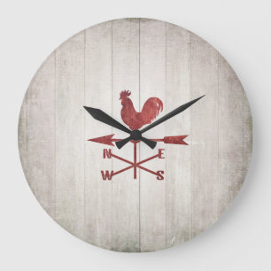 Rustic Weather Vane  (Red) Große Wanduhr