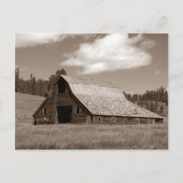 Rustic Weathered Barn Sephia Postcard Postkarte