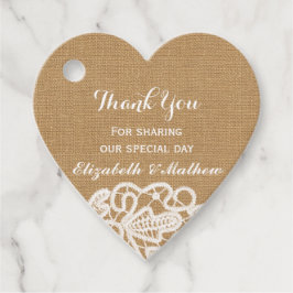 Rustic Wedding Burlap Lace Vielen Dank Geschenkanhänger