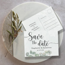 Rustic Wedding Eucalyptus Green SAVE THE DATE