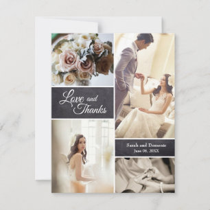 Rustic Wedding Foto Collage Liebe und vielen Dank Ankündigung