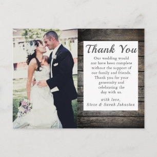 Rustic Wedding Foto Vielen Dank Postkarte