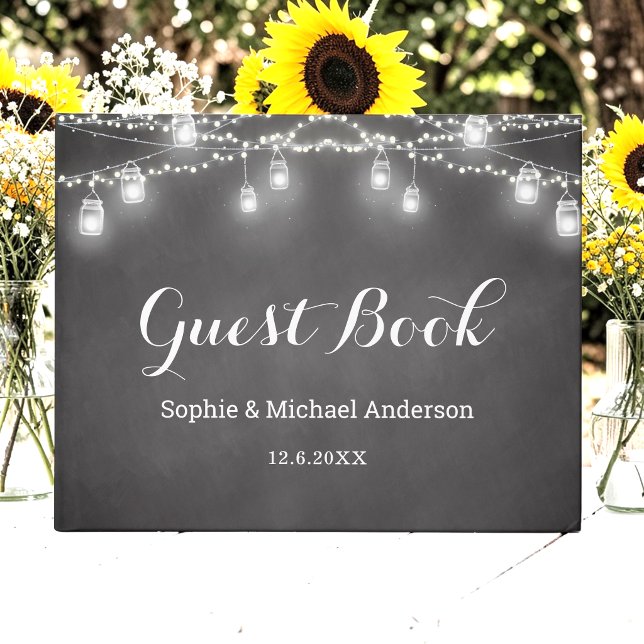 Rustic Wedding Mason Jar Black Guest Book Gästebuch (Von Creator hochgeladen)