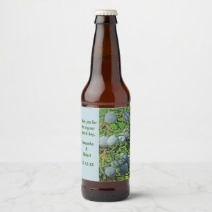 Rustic Wedding Pine Branch Berries Vielen Dank Bierflaschenetikett