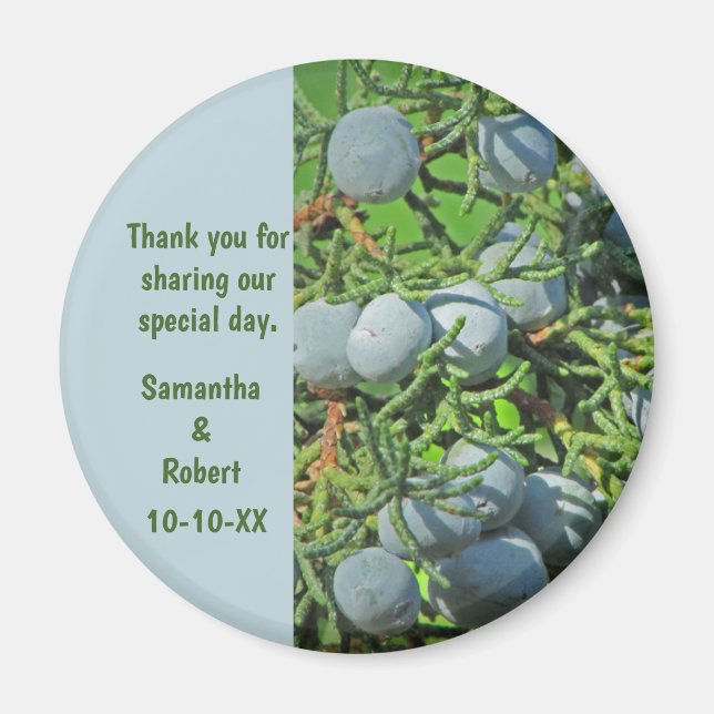 Rustic Wedding Pine Tree Berries Vielen Dank Magnet (Vorne)