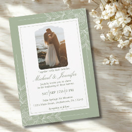 Rustic Wedding Sage Green and White Modern Einladung