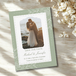 Rustic Wedding Sage Green and White Modern Einladung