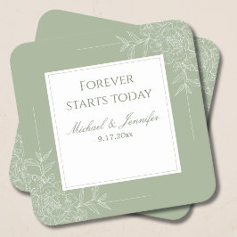 Rustic Wedding Sage Green and White Modern Rechteckiger Pappuntersetzer