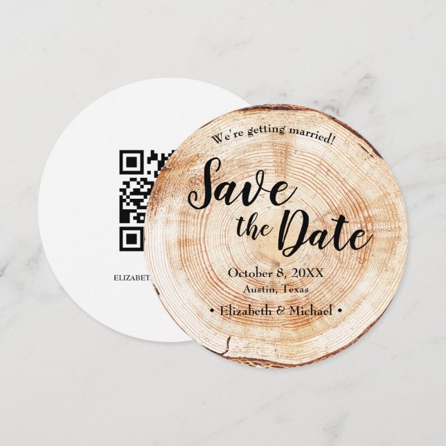Rustic Wedding Save the date QR Code website Einladung (Vorne/Hinten)