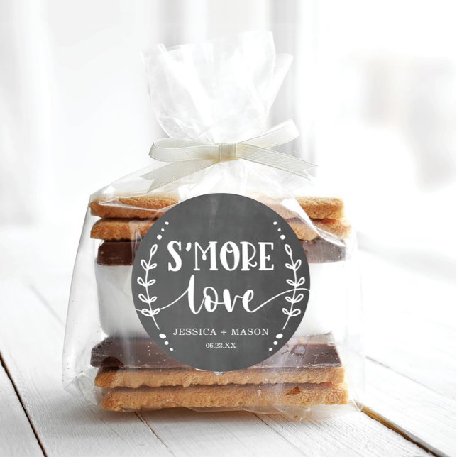 Rustic Wedding S'more Liebe Gefallen Classic Round Runder Aufkleber (Von Creator hochgeladen)