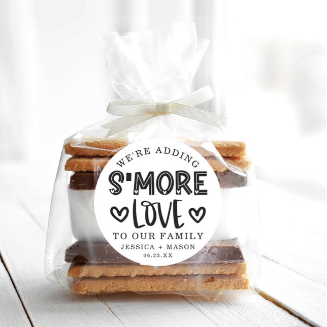 Rustic Wedding S'more Liebe Gefallen Classic Round Runder Aufkleber (Von Creator hochgeladen)