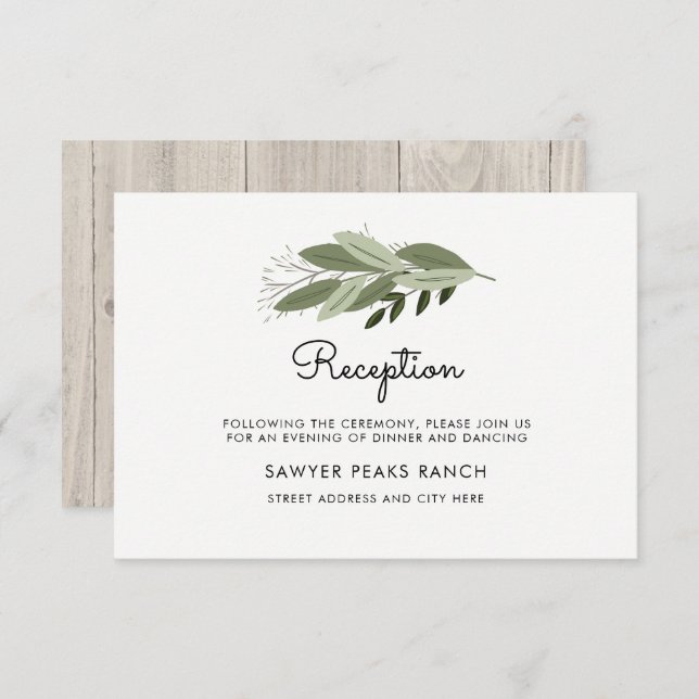 Rustic Wedding Sprigs Empfang Card Einladung (Vorne/Hinten)