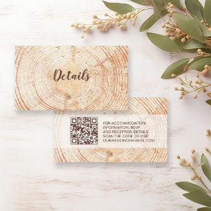Rustic Wedding Wood Grain Details QR Code Custom Begleitkarte