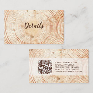 Rustic Wedding Wood Grain Details QR Code Custom Visitenkarte