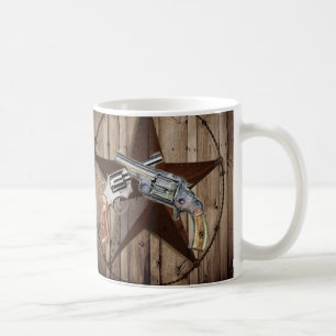 Rustic Western Country Texas Star Cowboy Pistolen Kaffeetasse