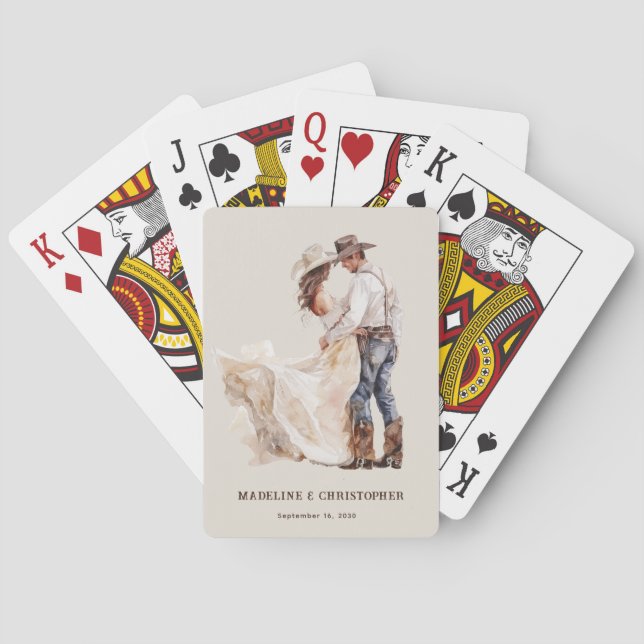 Rustic Western Couple Wedding Spielkarten (Rückseite)