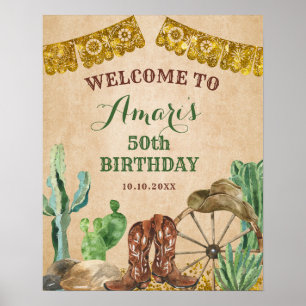 Rustic Western Cowboy Affiche de bienvenue d'anniv
