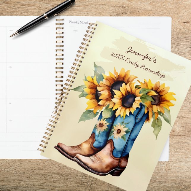 Rustic Western Cowboy Boots & Sunflowers Planer (Von Creator hochgeladen)