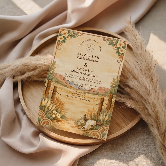 Rustic Western Desert Wedding Einladung (Von Creator hochgeladen)