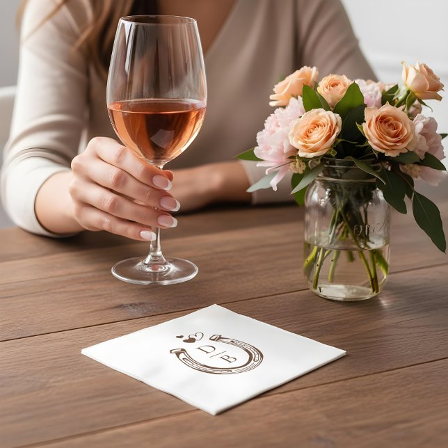 Rustic Western Horseshoe Custom Monogram Wedding Serviette (Rustic Western Horseshoe Custom Monogram Wedding Napkins)