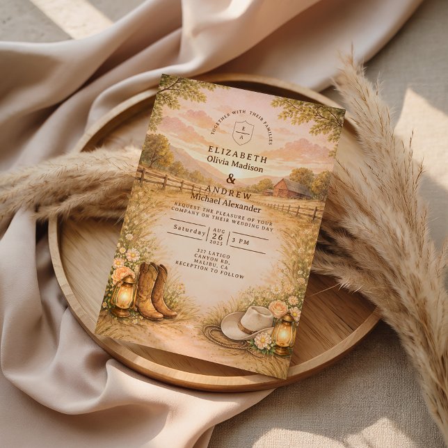 Rustic Western Meadow Wedding Einladung (Von Creator hochgeladen)