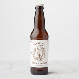 Rustic Western Ranch Farm Barn Cowboy Vielen Dank Bierflaschenetikett