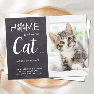 Rustic Weve bewegte neue Adresse Foto Cat Moving Ankündigungspostkarte