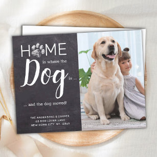 Rustic Weve bewegte neue Adresse Foto-Hund-Bewegun Ankündigungspostkarte