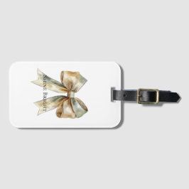 Rustic White Green Gold Bow Personalized Gepäckanhänger