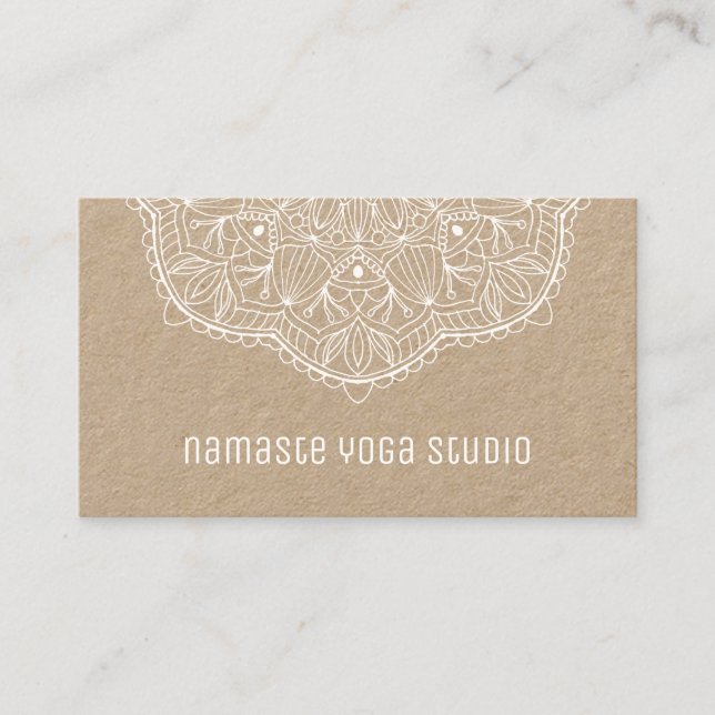 Rustic White Mandala Yoga Studio Instructor  Visitenkarte (Vorderseite)