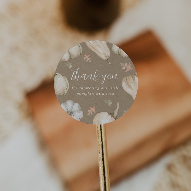 Rustic White Pumpkins Fall Baby Dusche Vielen Dank Runder Aufkleber (Von Creator hochgeladen)