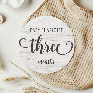 Rustic White Wood Baby Milestone 3-4 Monate Unters