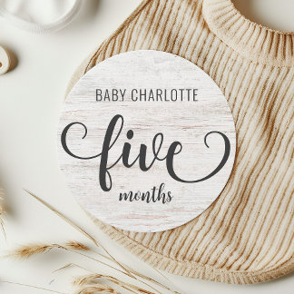 Rustic White Wood Baby Milestone 5-6 Monate Unters