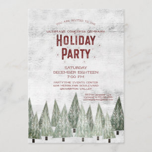 Rustic White Wood & Trees Company Weihnachtsfeier Einladung