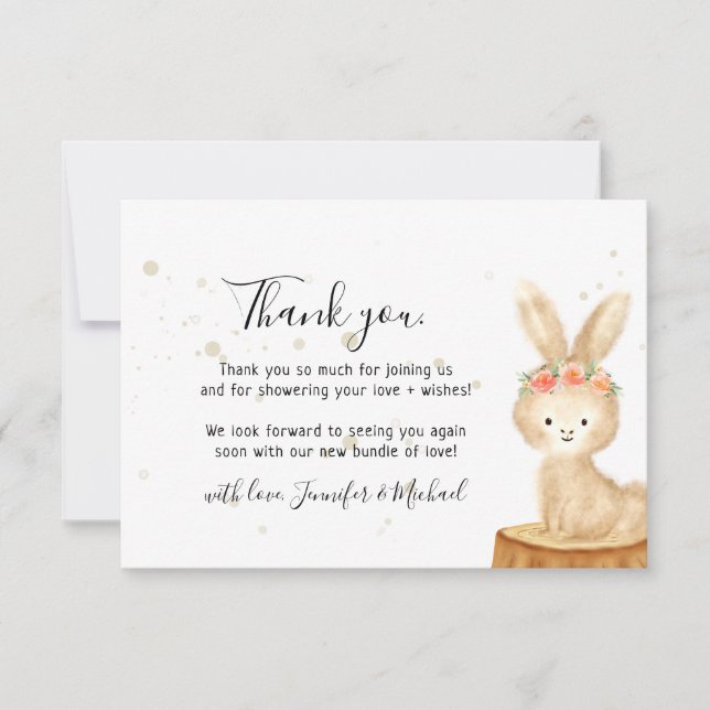Rustic wild animal bunny rabbit cute Thank You Dankeskarte (Vorderseite)