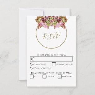 Rustic Wild Blume Bouquet Wedding RSVP Karte
