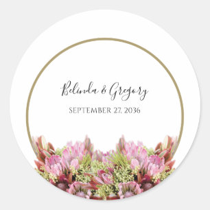 Rustic Wild Blume Bouquet Wedding Runder Aufkleber