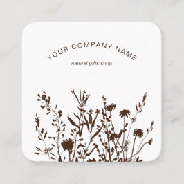 Rustic Wild Flowers Earthy Floral Sketches Logo Quadratische Visitenkarte